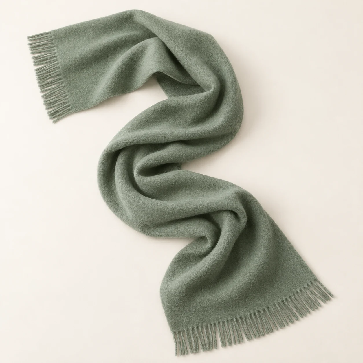 Sage Letter Cashmere Scarf in Sage, cashmere texture and complete design